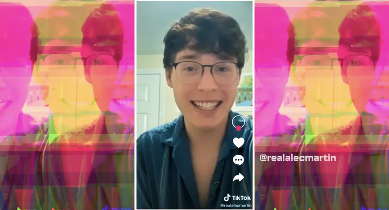 Alec Martin, in stills from their social media video featured in the film.