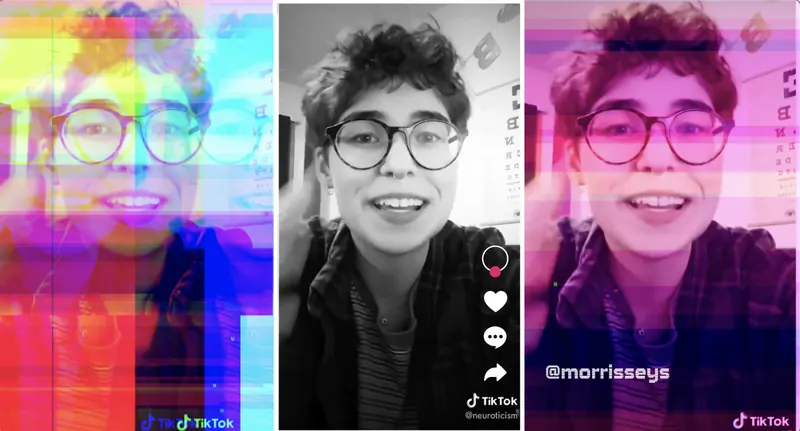 Evelyn Meyer, in stills from their social media video featured in the film.