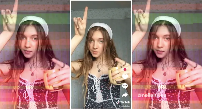 Noella, in stills from their social media video featured in the film.